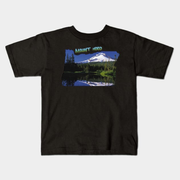 Oregon State Outline (Mount Hood) Kids T-Shirt by gorff